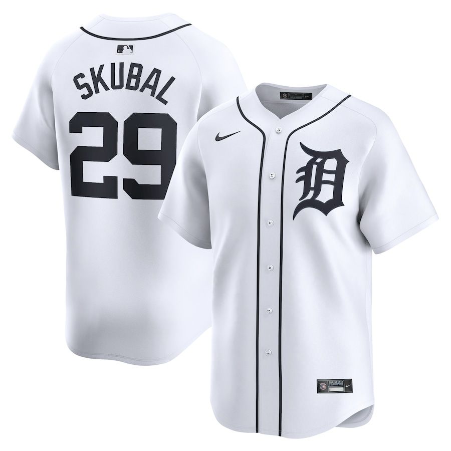 Men Detroit Tigers #29 Tarik Skubal Nike White Home Limited Player MLB Jersey->detroit tigers->MLB Jersey